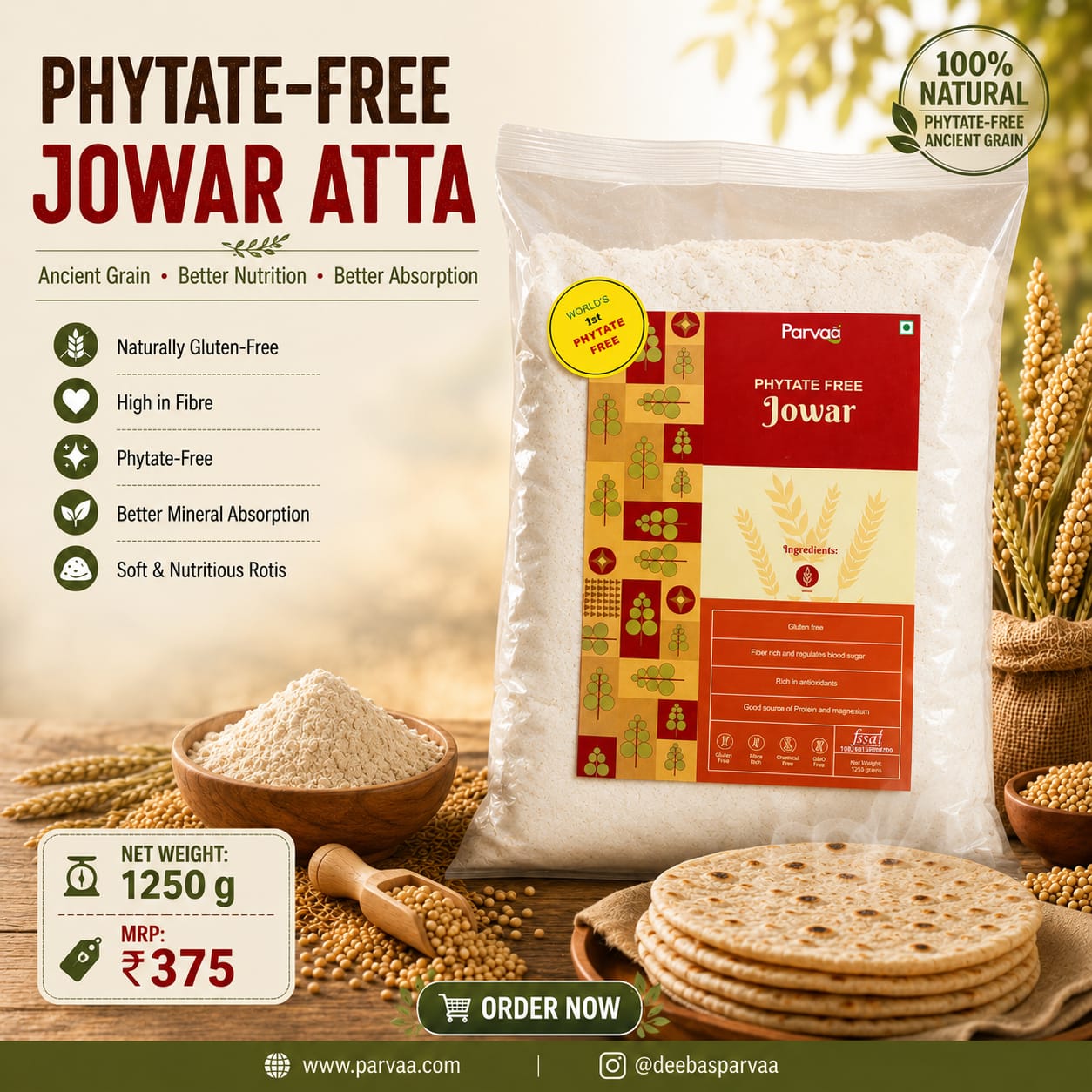 Phytate Free Jowar Atta