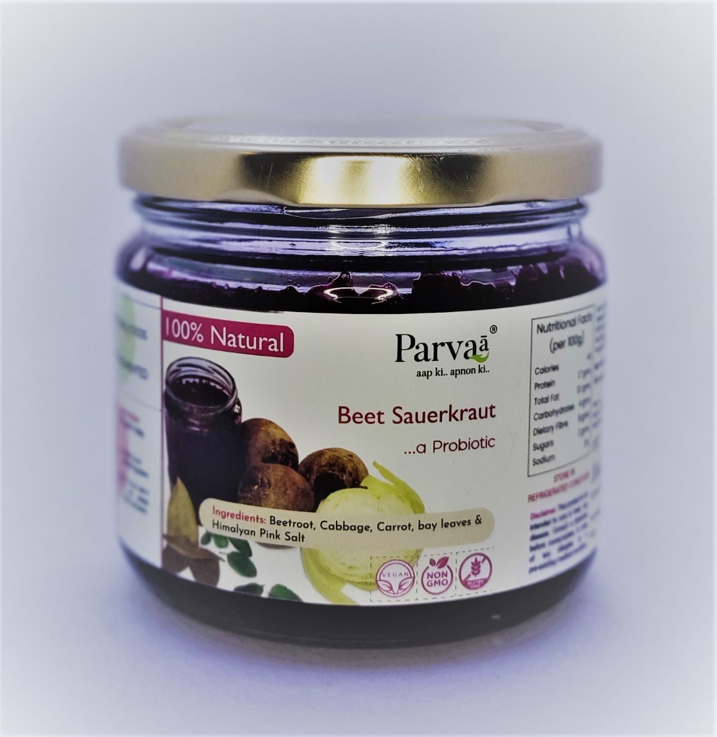 Jar of 100% Natural Beet Sauerkraut